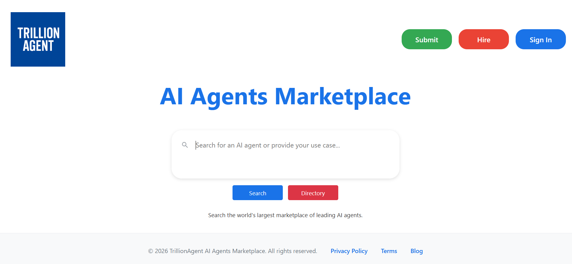 AI Agents Marketplace - The World’s Leading AI Agent Marketplace | TrillionAgent screenshot