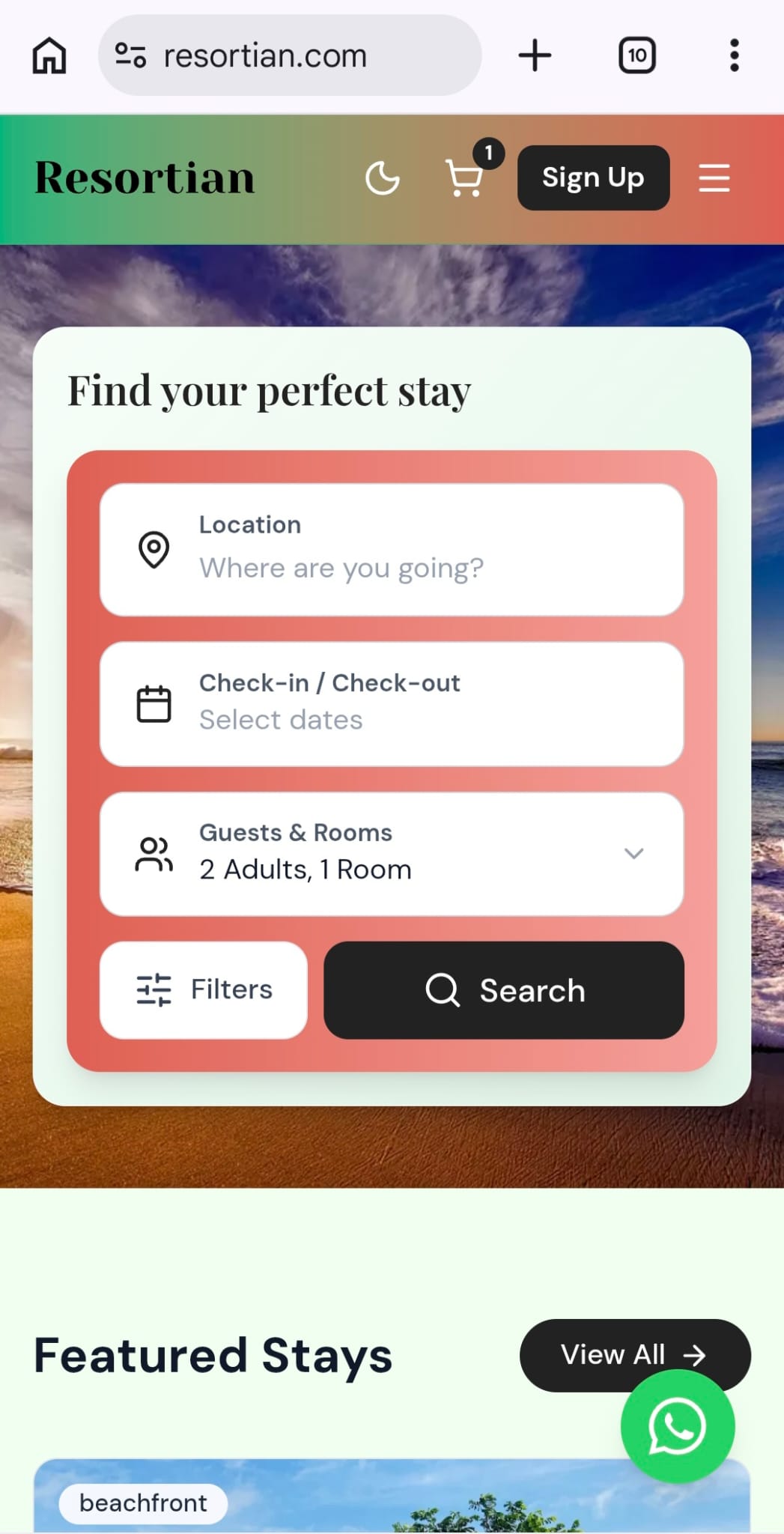 www.resortian.com screenshot