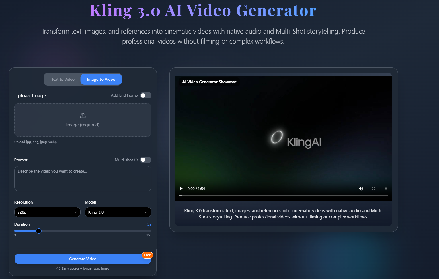 Kling 3.0 AI Video Generator screenshot