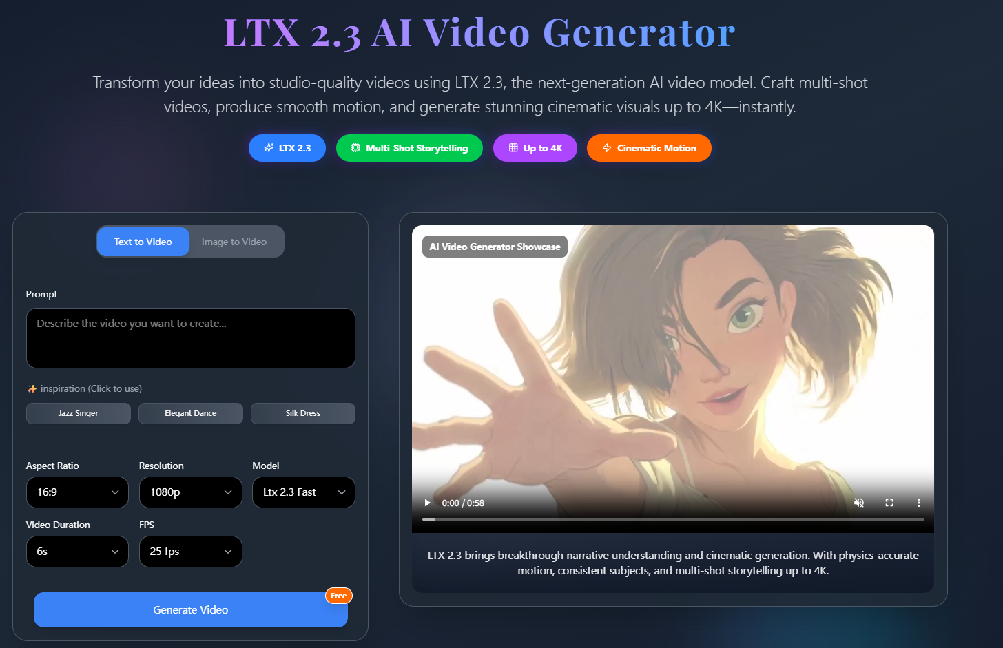 LTX 2.3 AI Video Generator screenshot