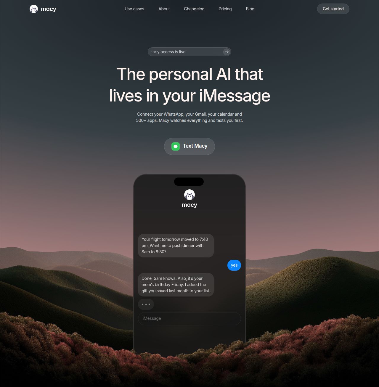 Macy — The personal AI that lives in your iMessage screenshot