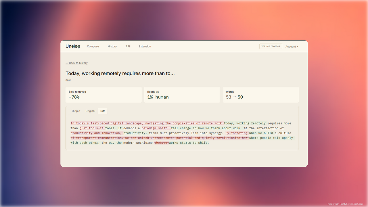 UnslopAI screenshot