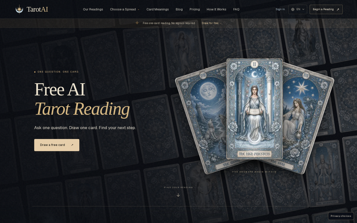 AI Tarot Reading: Free Questions, Yes/No & Card Meanings screenshot