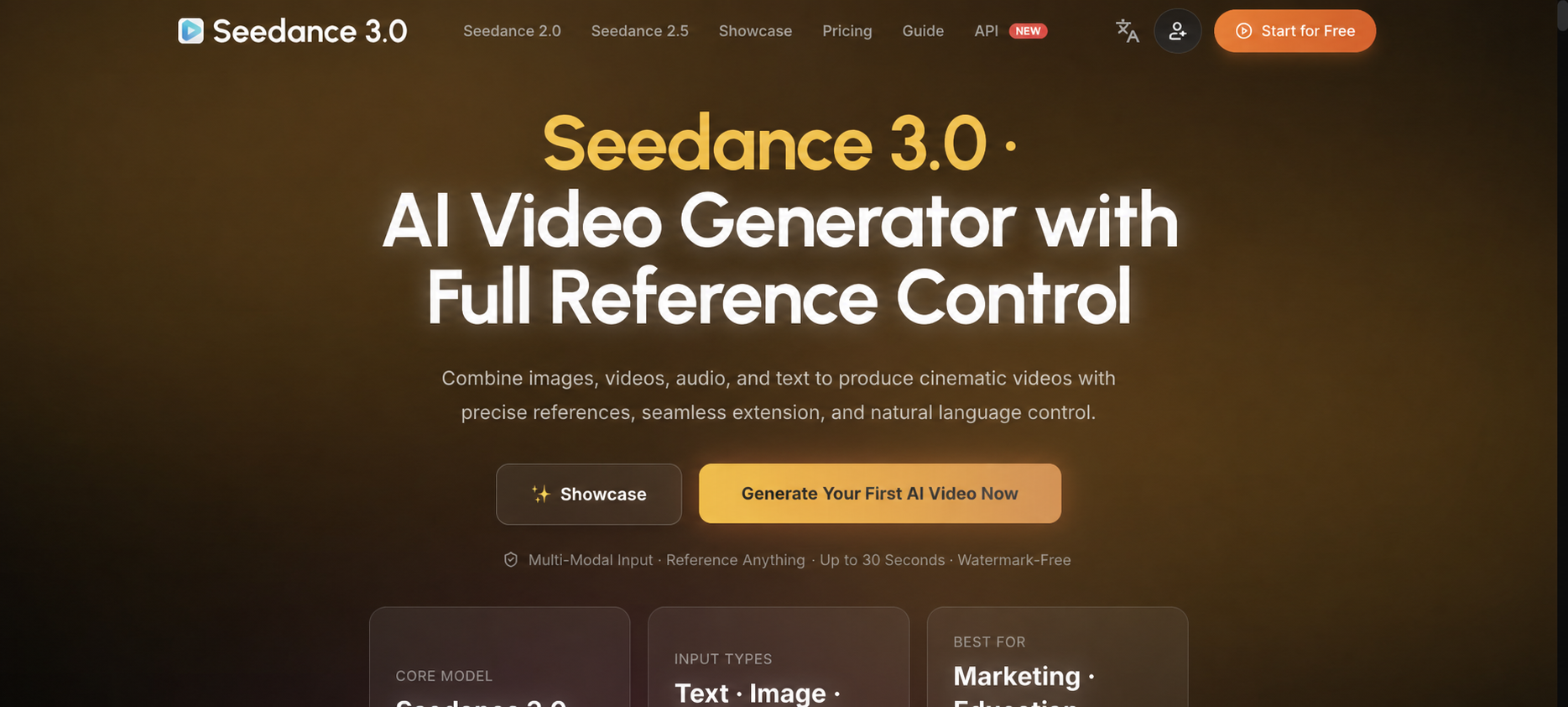 Seedance 3.0 AI Video Generator screenshot