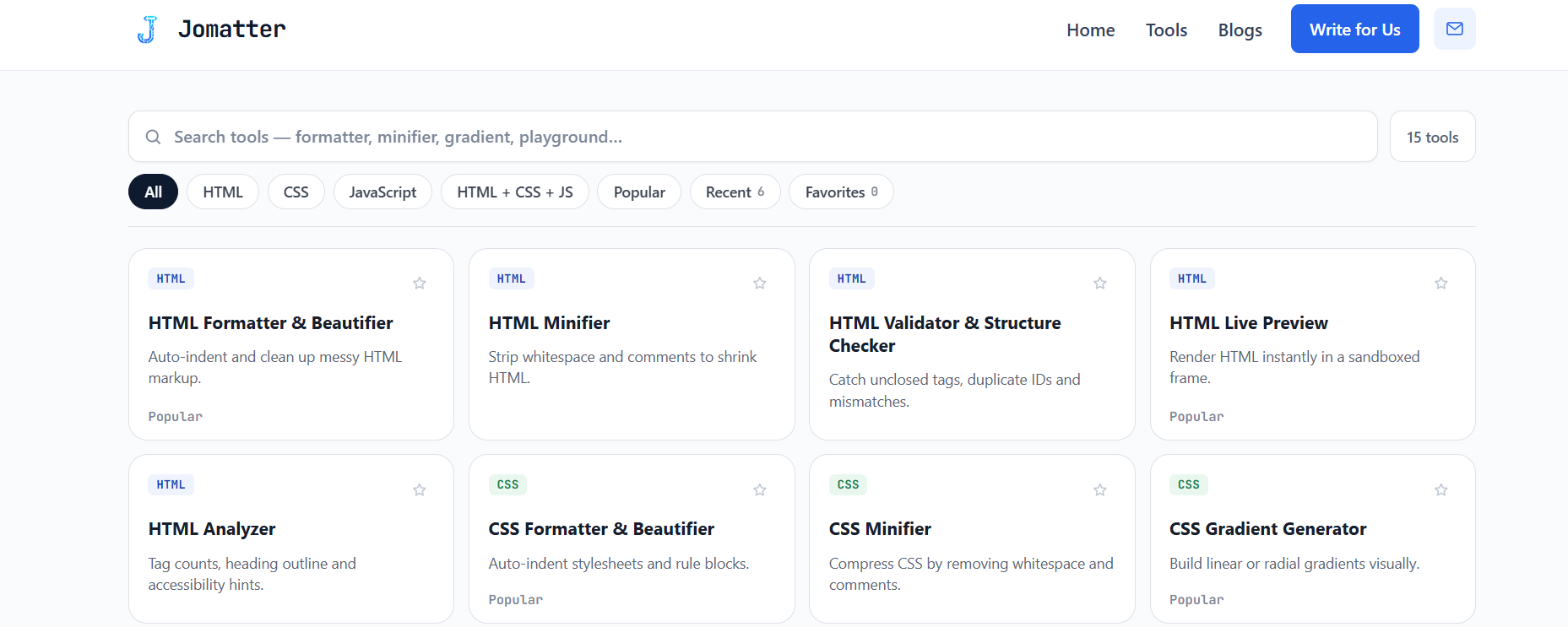 Jomatter | Free HTML, CSS & JavaScript Tools screenshot