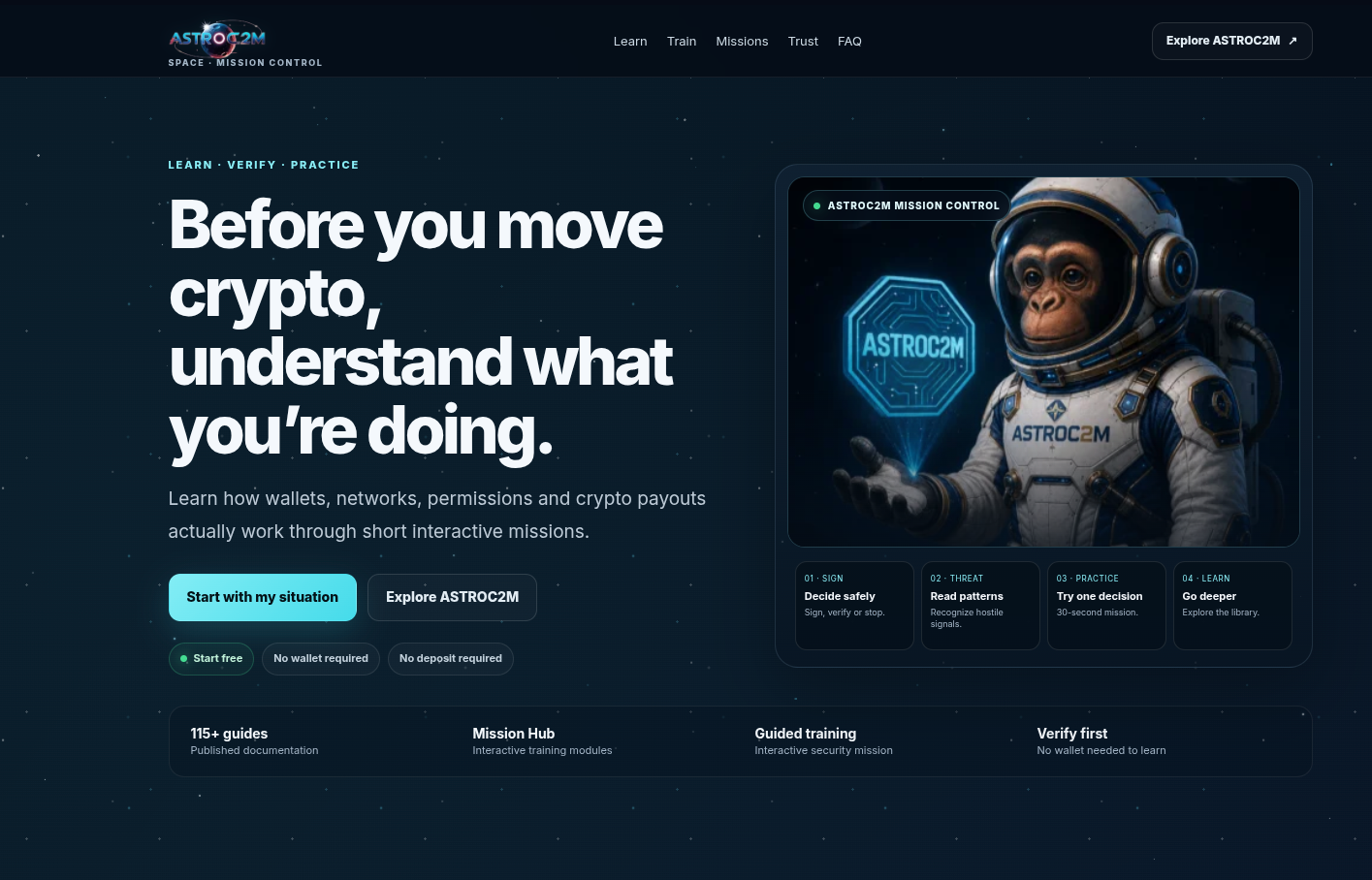 ASTROC2M Web3 Education Hub screenshot